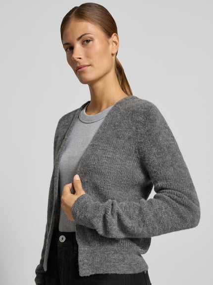 DRYKORN Regular Fit Strickjacke aus Alpaka-Mix mit Baumwoll-Anteil Mittelgrau 3