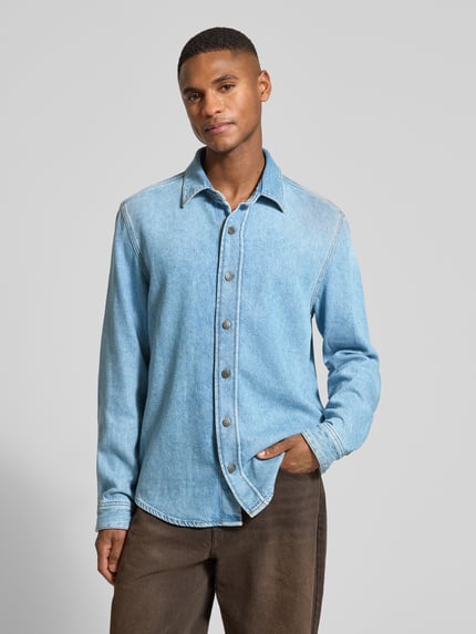 Marc O'Polo Regular Fit Freizeithemd aus Lyocell-Leinen-Baumwoll-Mix Jeansblau 4