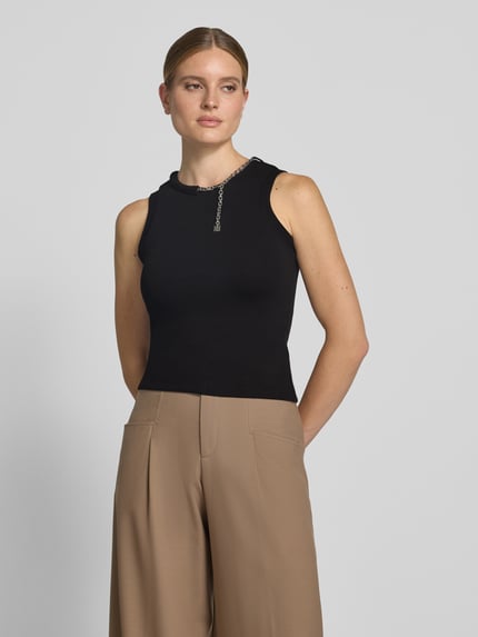HUGO Slim fit top van katoenmix model 'Delolly' Zwart - 4