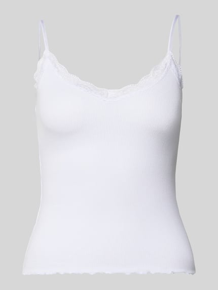 Slim Fit Top aus Viskose-Mix mit Spitzenbesatz Shop The Look MANNEQUINE