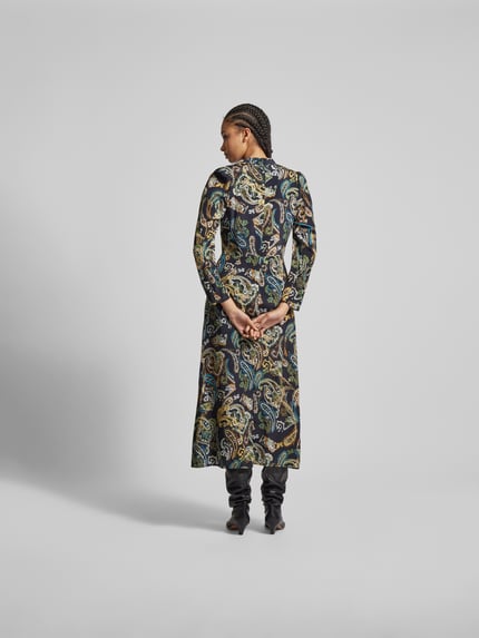 Lala Berlin Midi-jurk met v-hals Blauw gemêleerd - 5
