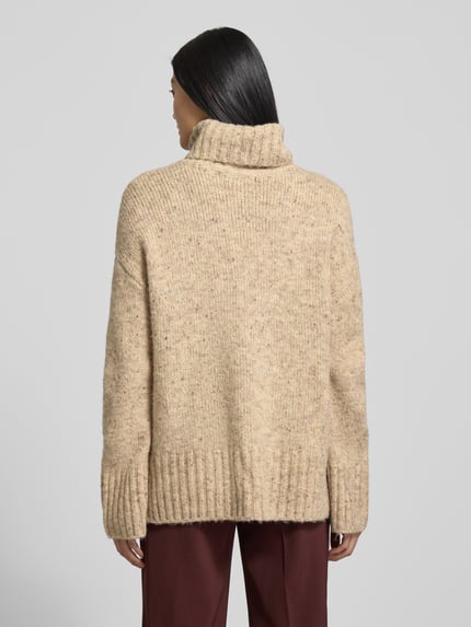 VERO MODA Loose fit coltrui met wol, model 'INGRID' Zand gemêleerd - 5