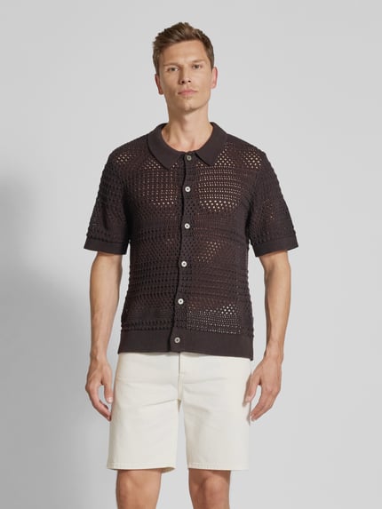 JACK & JONES Premium Regular Fit Strickshirt mit Knopfleiste Black 4