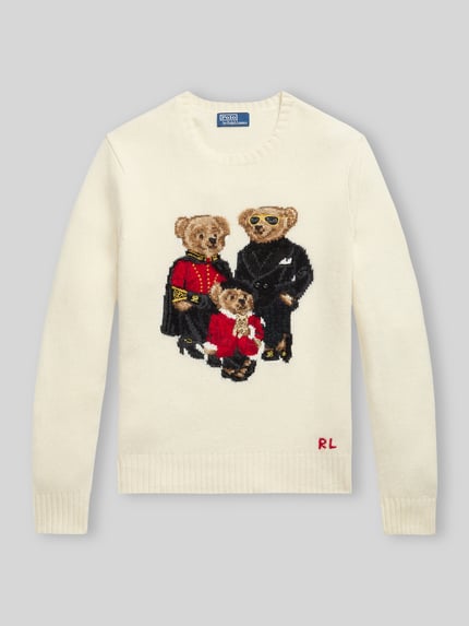 Polo Ralph Lauren Pullover aus Wolle Kaschmir mit Bärenmotiv Offwhite 2