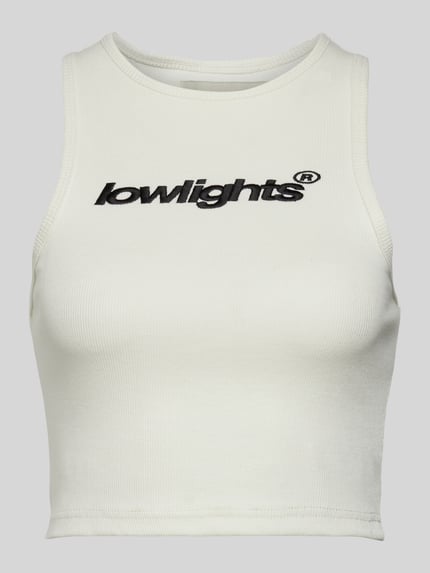 Low Lights Studios Korte tanktop met labelstitching, model 'BASIC' Ecru - 2
