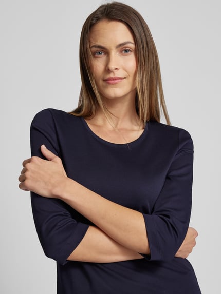 Christian Berg Woman T-shirt met 3/4-mouwen in effen design Donkerblauw - 3