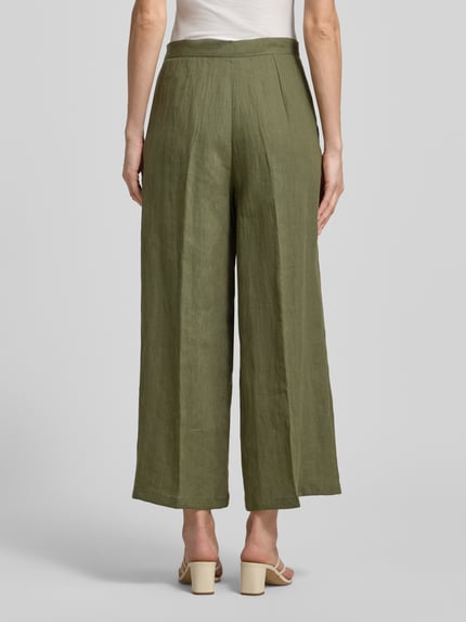 EMME Wide fit linnen broek met plooien in de taille model 'CLAVA' Olijfgroen - 5
