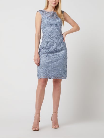 LUXUAR FASHION Nauwsluitende cocktailjurk met borduursels Bleu - 1