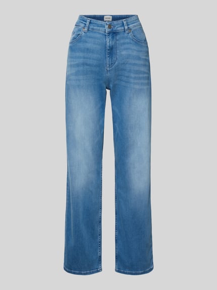 Produktfoto, Jeans mit 5-Pocket-Design Modell 'Madison' von Mustang im geraden Schnitt, blauer Baumwoll-Lyocell-Mix mit Stretch-Anteil