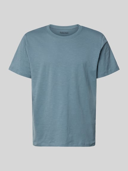 Selected Regular Fit T-Shirt aus reiner Baumwolle Modell 'HASPEN' Rauchblau 2
