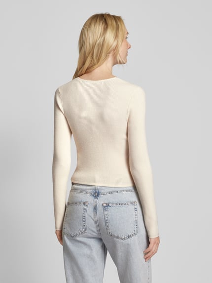 VERO MODA Kurtka krótka z dzianiny z listwą guzikową Beżowy 5