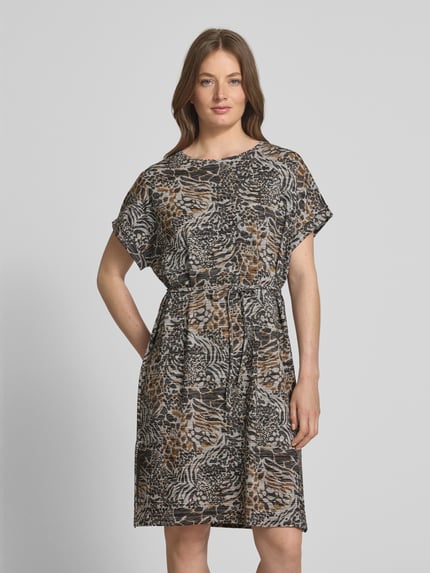 Soyaconcept Knielange jurk van viscosemix, model 'Galina' Donkerbruin - 4