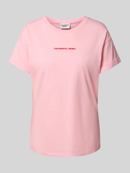 Colourful Rebel T-Shirt mit Label-Print Rosa 2