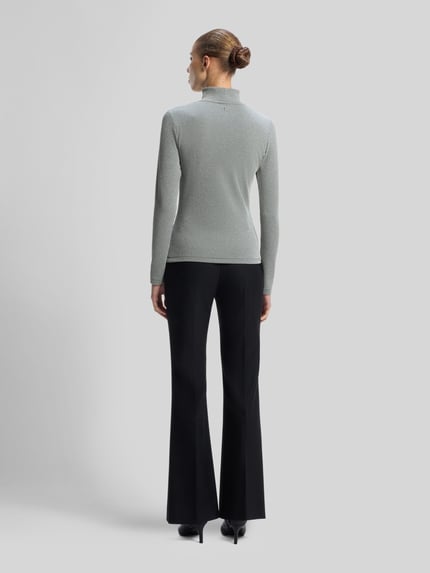 HUGO Langarmshirt mit schimmernder Rippstruktur Silber 5