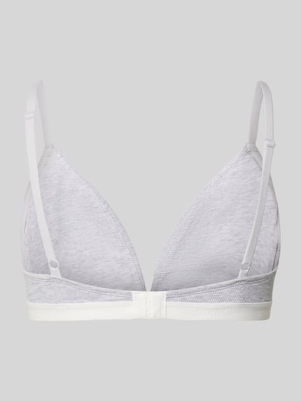 Produktfoto, Triangel-BH mit elastischem Logo-Bund von Jake*s Casual, szary modal-mix, prążkowana struktura, miękki materiał, elastyczny pasek z logo