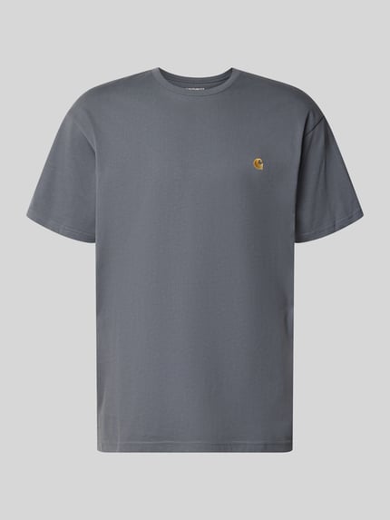 T-Shirt mit Label-Stitching und Rundhalsausschnitt Shop The Look MANNEQUINE