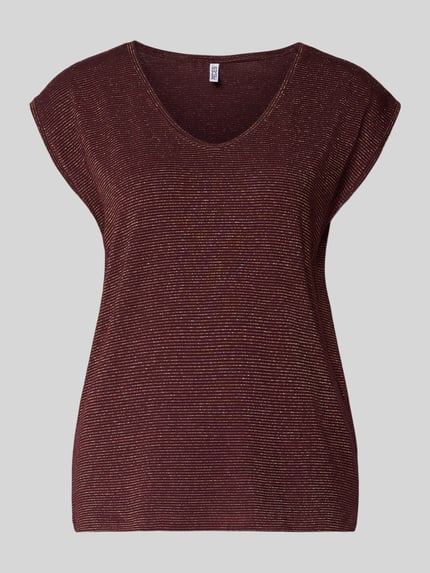 Produktfoto, Regular Fit Shirt aus Viskose-Mix Modell 'BILLO' von Pieces in schimmernder unifarbener Optik, gestreiftes Muster, Effektgarn, Label Stitching.