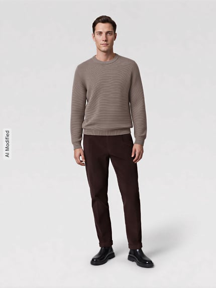 Marc O'Polo DENIM Regular Fit Pullover aus reiner Baumwolle Taupe 1
