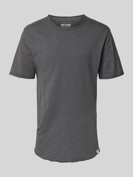 Produktfoto, Regular Fit T-Shirt aus reiner Baumwolle Modell 'Benne' von Only & Sons, efekt: jednolity kolor, melanż, krój regular fit, okrągły dekolt, krótki rękaw, zakończenia rękawów i dołu zrolowane, wykończenie: dżersej, materiał: czysta bawełna