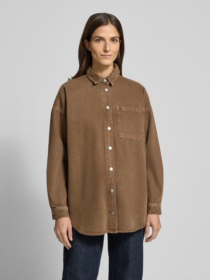 My Essential Wardrobe Jeansbluse mit Brusttasche Modell 'Malo' Cognac 4