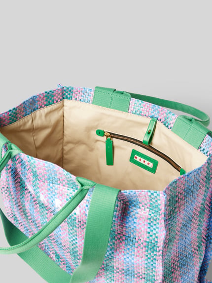 Marni Torba shopper ze wzorem w kratę Niebieski 5