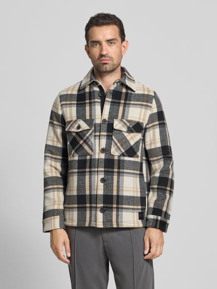 MCNEAL Regular fit overhemdjack met wol Beige - 4
