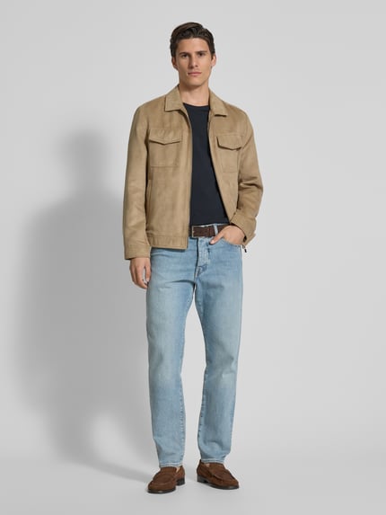 Casual Friday T-Shirt mit geripptem Rundhalsausschnitt Marine 1