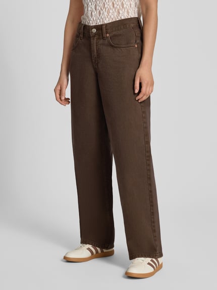 Topshop Wide Leg Jeans im 5-Pocket-Design Schoko 4