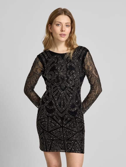 Lace & Beads Sukienka koktajlowa obszyta perełkami Czarny 4