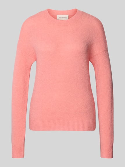 Produktfoto, gebreide pullover model 'Festina Hope' van MSCH Copenhagen, materiaalmix met alpaca, regular fit, ronde hals, roze kleur