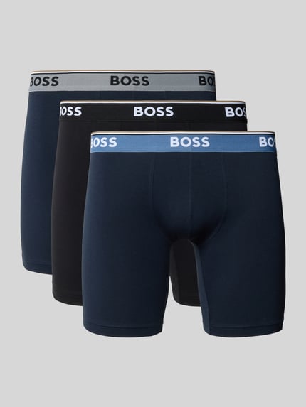 Produktfoto, drei Pant & Trunk aus Baumwoll-Mix im 3er-Pack Modell 'BOXERBRLONG 3P POWER' von BOSS in Blau und Schwarz, Herren Pant & Trunk von BOSS