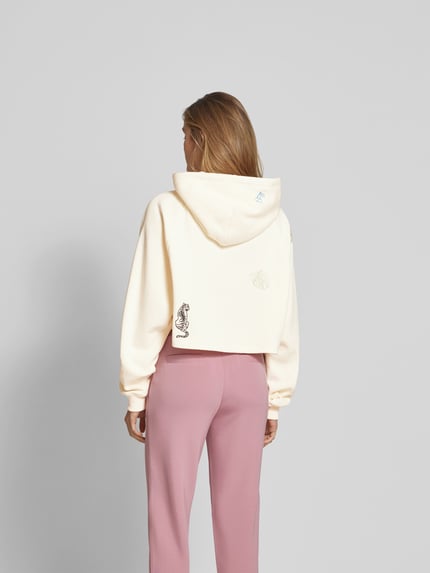 OH APRIL Bluza z kapturem o kroju oversized z haftami z motywem Piaskowy 5