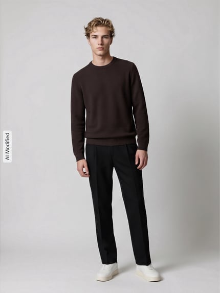 Marc O'Polo DENIM sweter o kroju regular fit z czystej bawełny Ciemnobrązowy 1