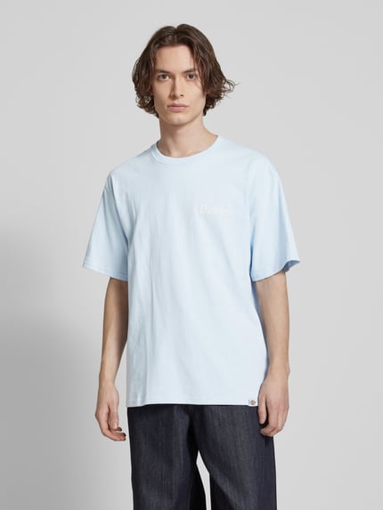 Dickies T-shirt met labelprint, model ''COMPANION SCRIPT' Lichtblauw - 4