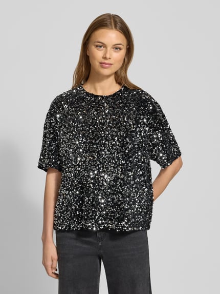 Jake*s Casual Blouseshirt met ronde hals Zwart - 4