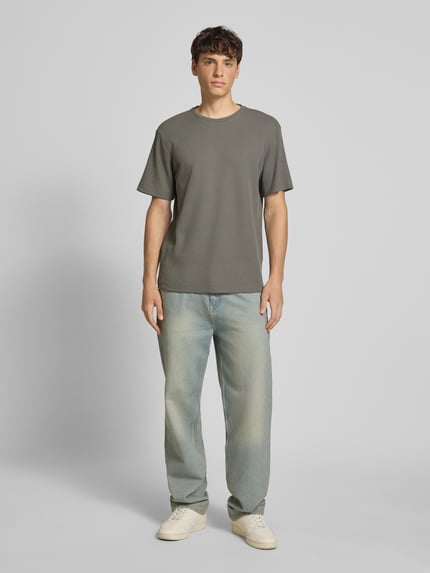 ONLY & SONS Regular Fit T-Shirt mit Waffelmuster Hellgrau 1