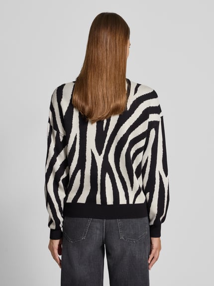 VERO MODA Regular fit gebreide pullover van viscosemix, model 'SILJEANIMAL' Offwhite - 5
