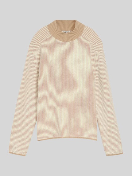 Tom Tailor Relaxed Fit Pullover aus Baumwoll-Mix Beige 2