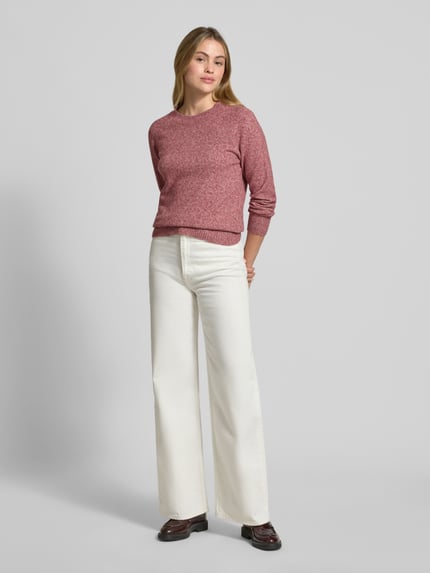 VERO MODA Regular Fit Pullover mit Rippbündchen Modell 'DOFFY' Rostrot Melange 1