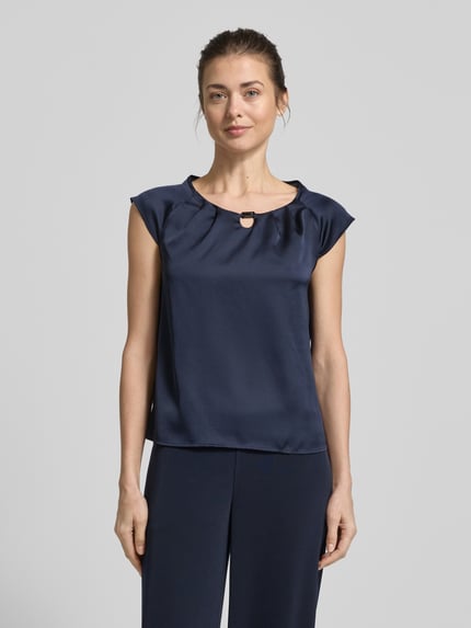 Vera Mont T-shirt van satijn met ronde hals Donkerblauw - 4