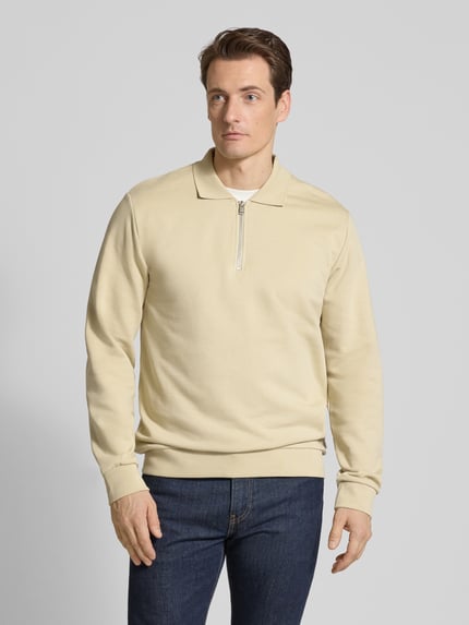 Lindbergh Sweatshirt mit Polokragen und Reißverschluss Sand 4
