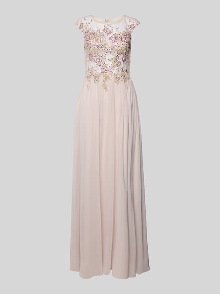 unique Abendkleid mit Spitzenbesatz Beige 2