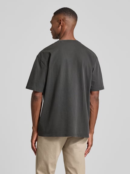 Wood Wood T-shirt met labelstitching, model 'Oliver' BLACK - 5