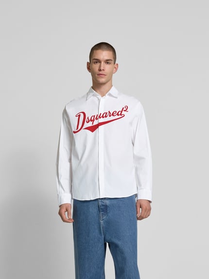 Dsquared2 Koszula casualowa o kroju relaxed fit z kołnierzykiem typu kent Biały 4