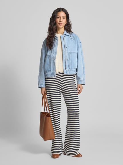Moves Jeansjack met blinde knoopsluiting, model 'Sikorie' Jeansblauw - 1