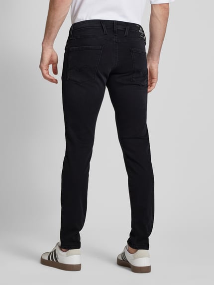 Replay Slim fit jeans met stretch, model 'Anbass' Donkergrijs - 5