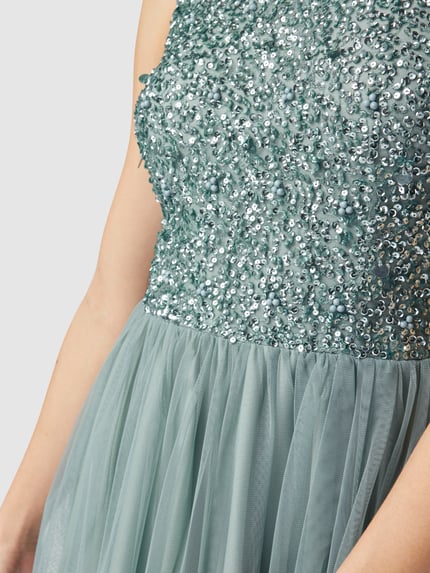 Lace & Beads Cocktailkleid in Minilänge mit Paillettenbesatz Dunkelgrau 3