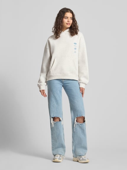 ANOTHER COTTON LAB Hoodie mit Label-Prints und Känguru-Tasche Mittelgrau Melange 1