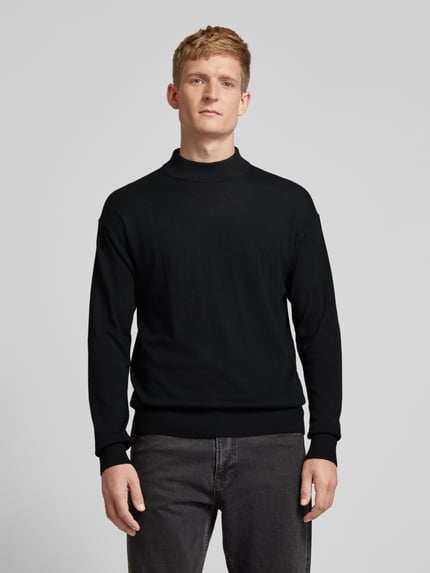 Scotch & Soda Sweter z dzianiny krój regular fit z dodatkiem wełny model „CORE” Czarny 4