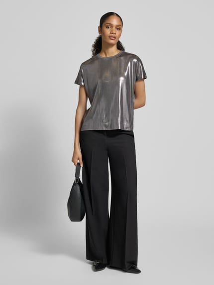 MOS MOSH T-shirt in leerlook, model 'Nicola' Lichtgrijs - 1